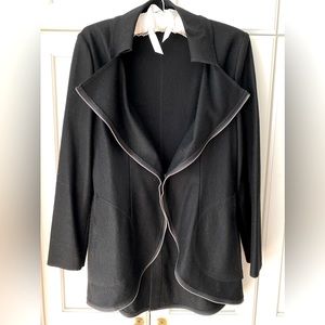 NICE Wool blend Cardigan Jacket Black open Front chain trimmed women S